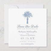 Save The Date Mariage d'aquarelle Hydrangea Blue Palm Tree (Devant)