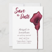 Save The Date Mariage d'aquarelle Magenta Calla Lily (Devant)