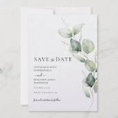 Save The Date Mariage d'aquarelle minimaliste Eucalyptus (Devant)