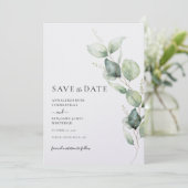 Save The Date Mariage d'aquarelle minimaliste Eucalyptus (Debout devant)
