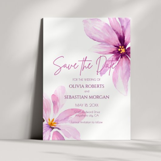 Save The Date Mariage d'aquarelle minimaliste rose