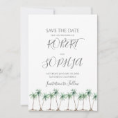 Save The Date Mariage d'aquarelle moderne Palm Tree (Devant)