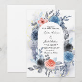 Save The Date Mariage d'aquarelle moderne Rose bleu (Devant / Derrière)
