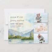 Save The Date Mariage d'aquarelle Mountain Lake 3 Photo (Devant)