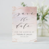 Save The Date Mariage d'aquarelle Ombre Blush Pink Froid (Debout devant)
