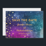 Save The Date Mariage d'aquarelle Peacock bleu or moderne<br><div class="desc">Réservez la date. Design moderne couleur bleu paon et or aquarelle pour votre suite mariage,  faire-part de mariage. Couleurs paon tendance avec des accents point or design pour le couple moderne. Customisez avec vos informations et votre message et les noms des couples. Design génial de TLS Designs.</div>