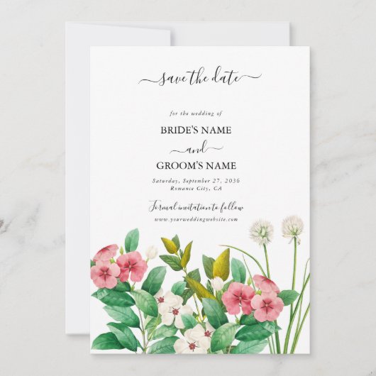 Save The Date Mariage d'aquarelle périphérique fleur sauvage (Devant)