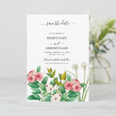 Save The Date Mariage d'aquarelle périphérique fleur sauvage (Debout devant)