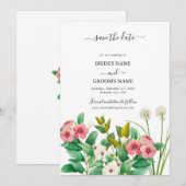Save The Date Mariage d'aquarelle périphérique fleur sauvage (Devant / Derrière)