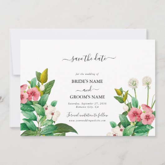 Save The Date Mariage d'aquarelle périphérique fleur sauvage (Devant)