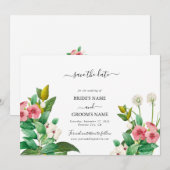 Save The Date Mariage d'aquarelle périphérique fleur sauvage (Devant / Derrière)