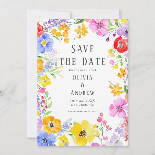 Save The Date Mariage d'aquarelle ressort (Devant)