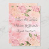 Save The Date Mariage d'aquarelle rose (Devant / Derrière)