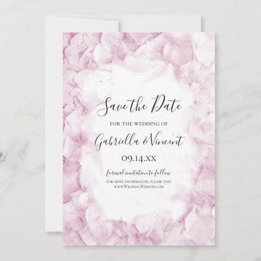 Save The Date Mariage d'aquarelle rose pâle (Devant)
