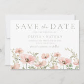 Save The Date Mariage d'aquarelle rose pâle et pâle pour Fleurs (Devant)