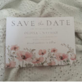 Save The Date Mariage d'aquarelle rose pâle et pâle pour Fleurs