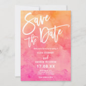 Save The Date Mariage d'aquarelle rose rose d'été (Devant)