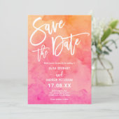Save The Date Mariage d'aquarelle rose rose d'été (Debout devant)