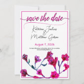 Save The Date Mariage d'aquarelle rose vif (Devant)