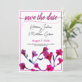 Save The Date Mariage d'aquarelle rose vif (Debout devant)