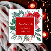 Save The Date Mariage d'aquarelle rouge