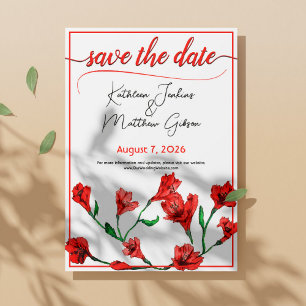 Save The Date Mariage d'aquarelle rouge
