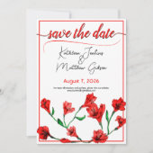 Save The Date Mariage d'aquarelle rouge (Devant)