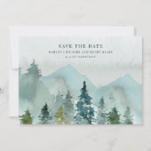 Save The Date Mariage d'aquarelle Serene Mountain Scenery (Devant)