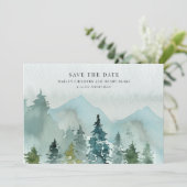 Save The Date Mariage d'aquarelle Serene Mountain Scenery (Debout devant)