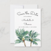 Save The Date Mariage d'aquarelle Tropical Palm Trees (Devant)