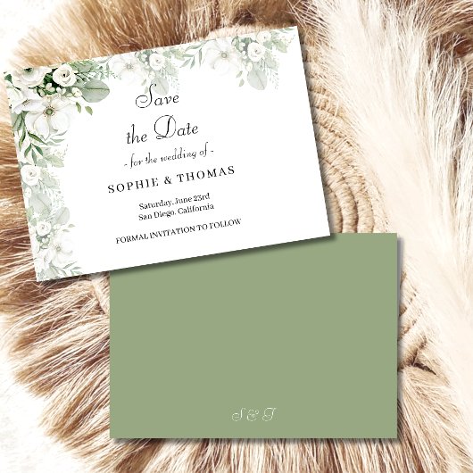Save The Date Mariage d'aquarelle vert pâle rose à 