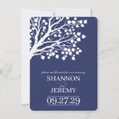 Save The Date Mariage d'arbre bleu marine (Devant)