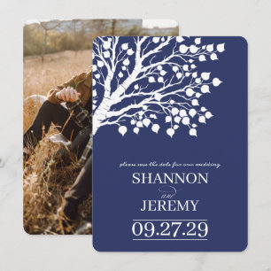 Save The Date Mariage d'arbre bleu marine