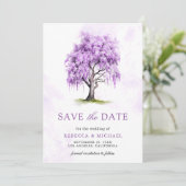 Save The Date Mariage d'arbre floral de la bactérie Purple Wiste (Debout devant)