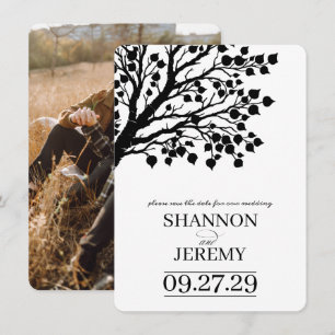 Save The Date Mariage d'arbre noir et blanc