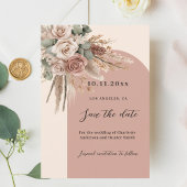 Save The Date Mariage d'arc de pampas rose beige taupe