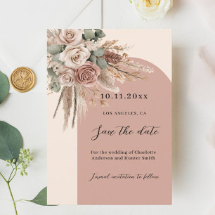 Save The Date Mariage d'arc de pampas rose beige taupe
