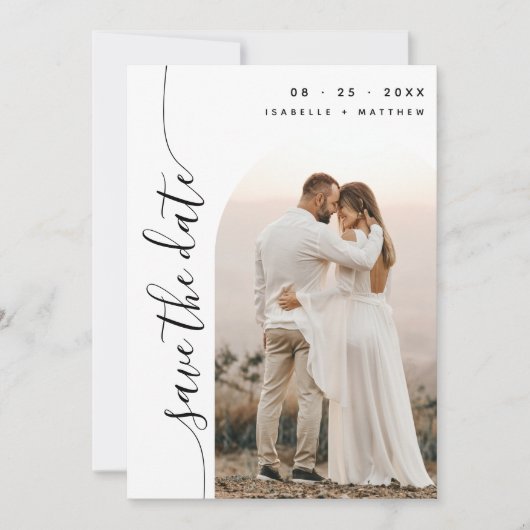 Save The Date Mariage d'arc photo de script vertical (Devant)