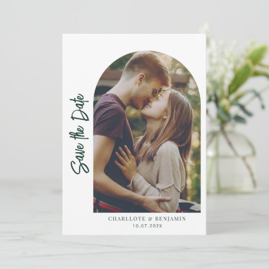 Save The Date Mariage d'arche photo mignet (Debout devant)