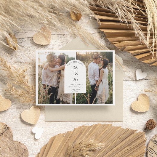 Save The Date Mariage d'arche photo moderne à deux photos