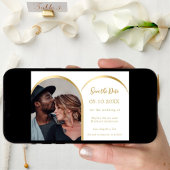 Save The Date Mariage d'arche photo moderne en or blanc