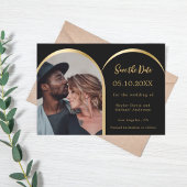 Save The Date Mariage d'arche photo moderne en or noir
