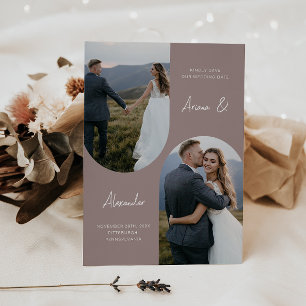 Save The Date Mariage d'arche photo Taupe moderne