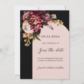 Save The Date Mariage d'arche rose bordeaux noir (Devant)