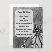 Save The Date Mariage d'art au crayon papillon (Devant / Derrière)
