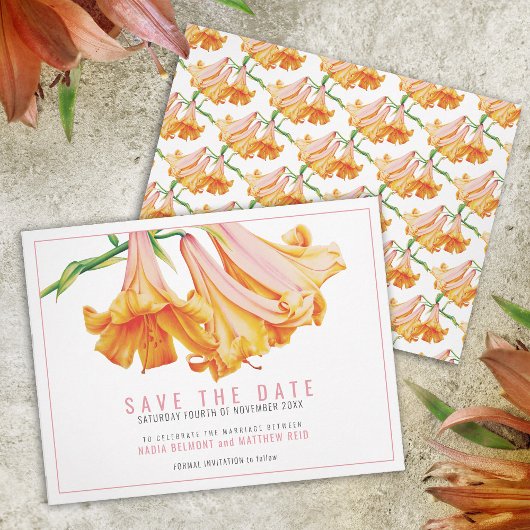 Save The Date Mariage d'art floral de lys orange