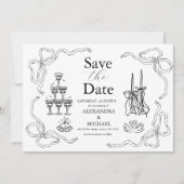 Save The Date Mariage d'art gribouillé noir et blanc (Devant)