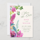 Save The Date Mariage d'art oiseau floral (Devant)