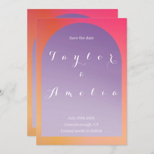 Save The Date Mariage Date à retenir Arche Ombrée Bohème (Devant / Derrière)