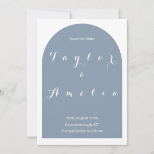 Save The Date Mariage Date à Sauvegarder Arche Bohème Bleu Pouss